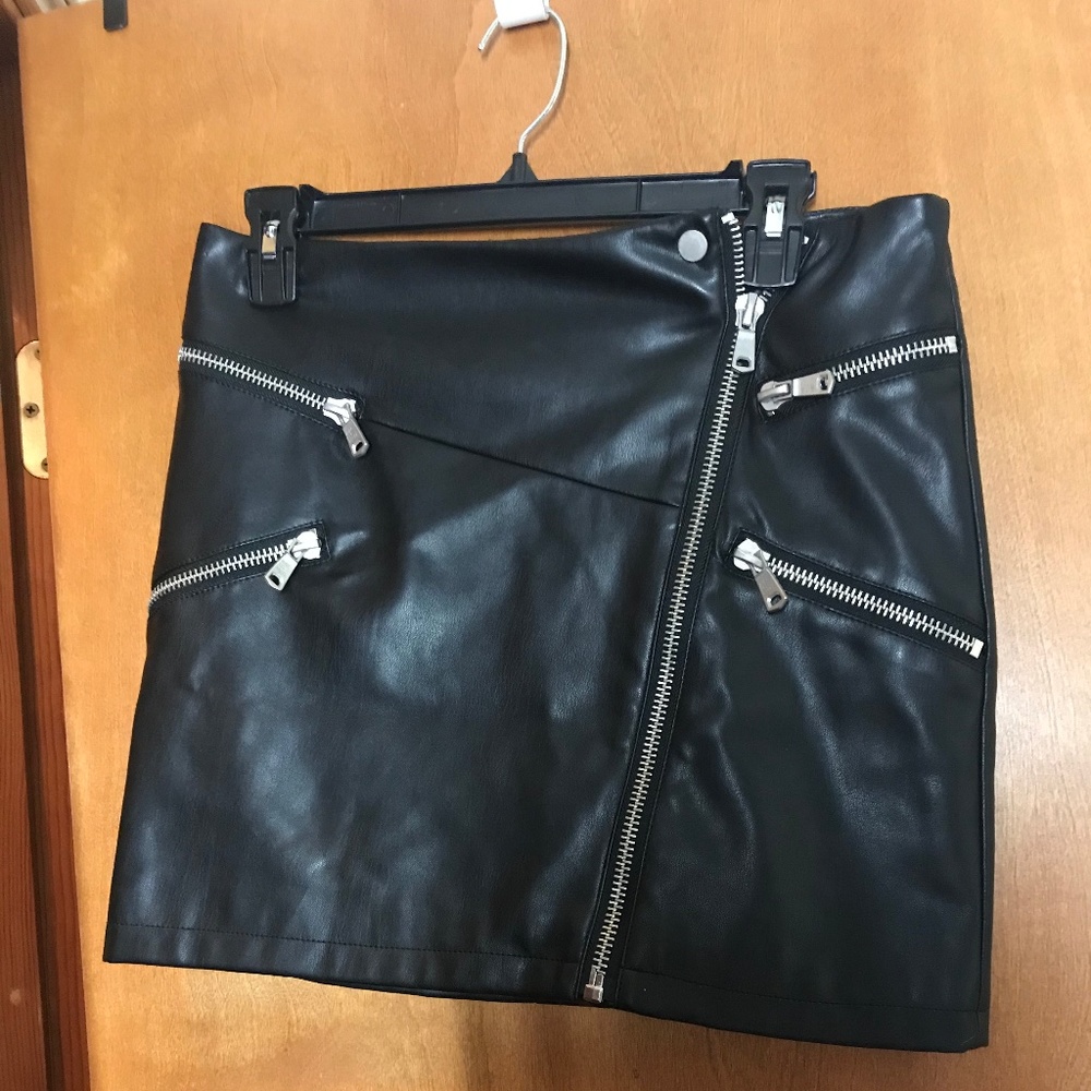 Black leather skirt